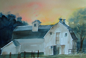 A Working Barn, 26 inches by 34 inches